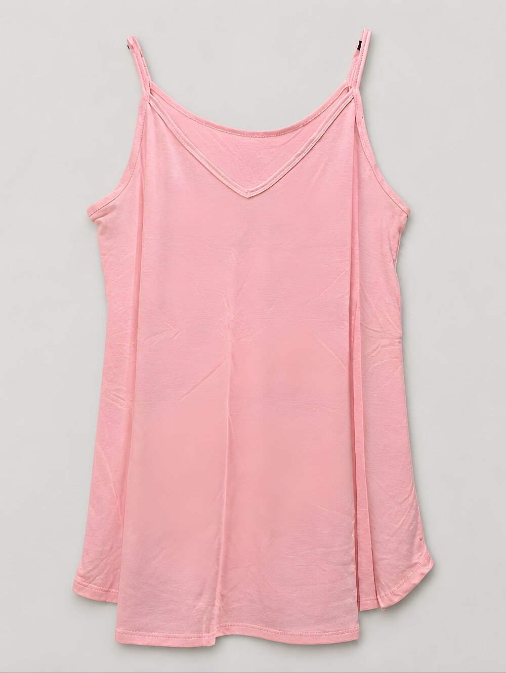 Zenana Pink V-Neck Camisole Adjustable Spaghetti Strap Knit Tank Top  XL